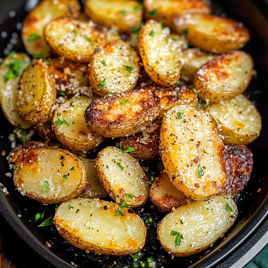 Air Fryer Baked Garlic Parmesan Potatoes