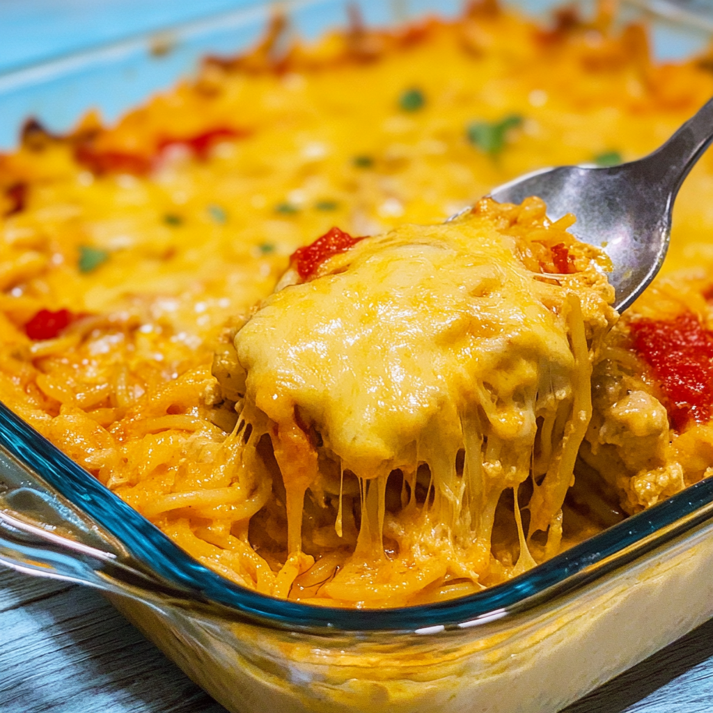 Spicy Southern Chicken Spaghetti Casserole