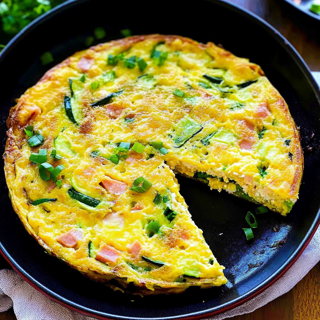 Ham and Cheddar Zucchini Frittata