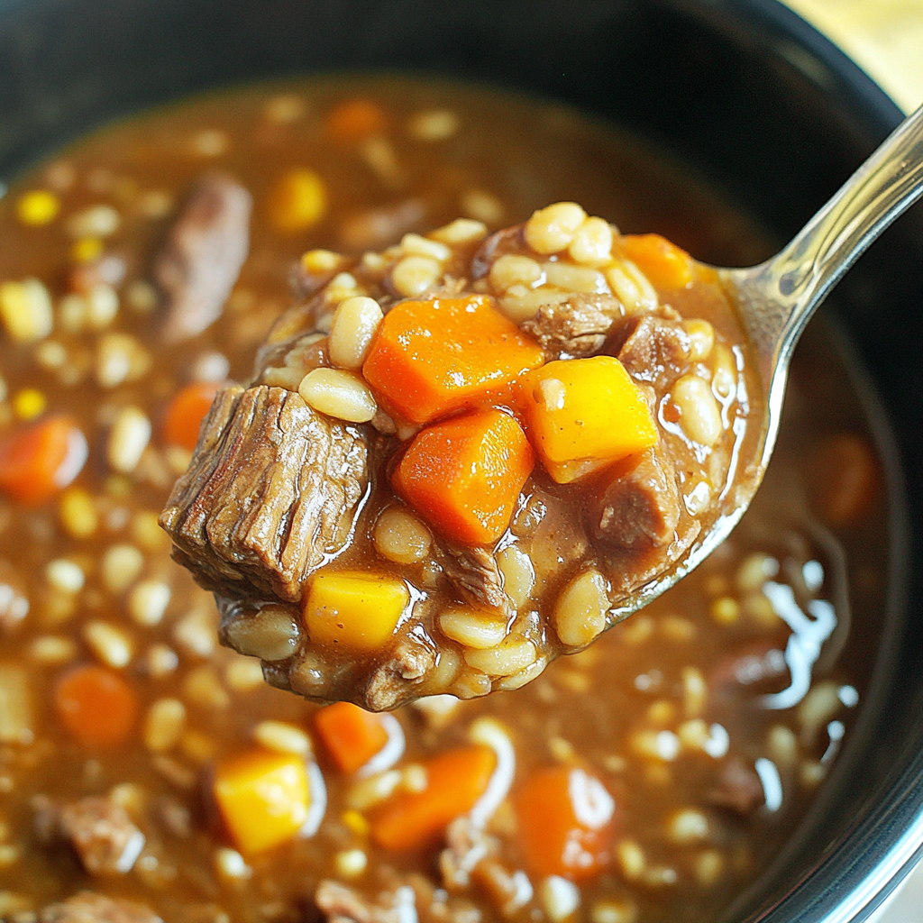 Homemade Slow Cooker Beef & Barley Soup