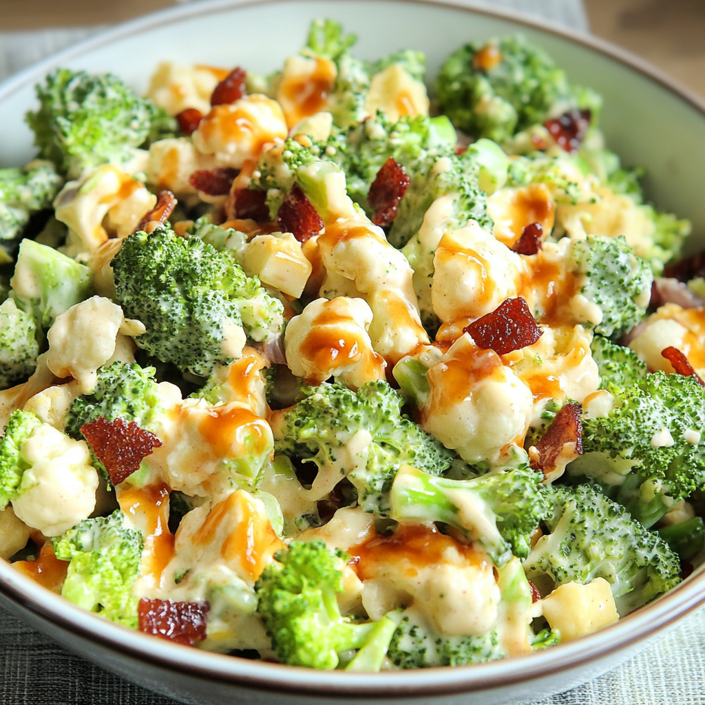 Loaded Broccoli Cauliflower Salad (Low Carb)