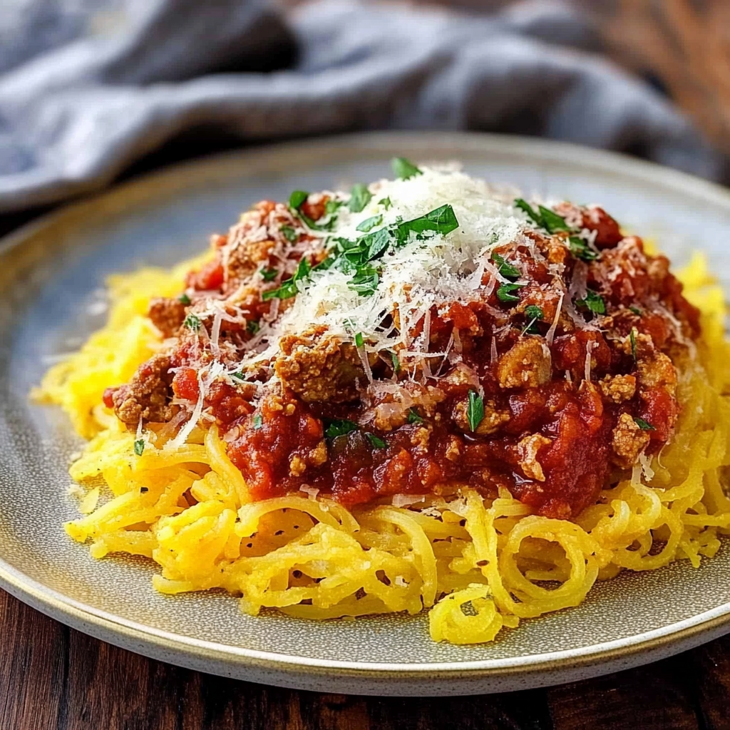 Turkey Bolognese with Roasted Spaghetti Squash