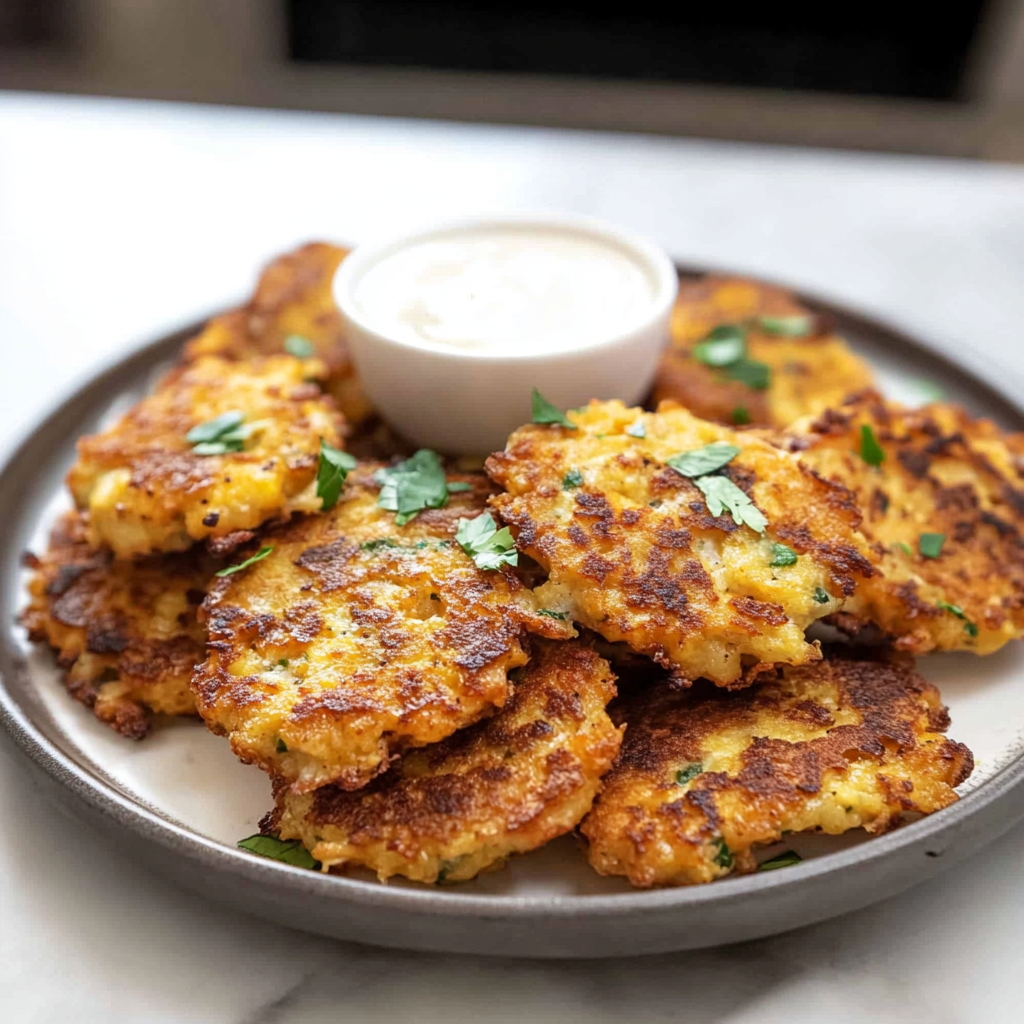 Ham & Cheese Cauliflower Fritters