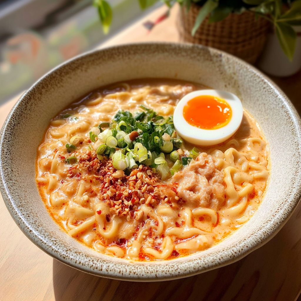 Homemade Creamy Buldak Ramen With Egg