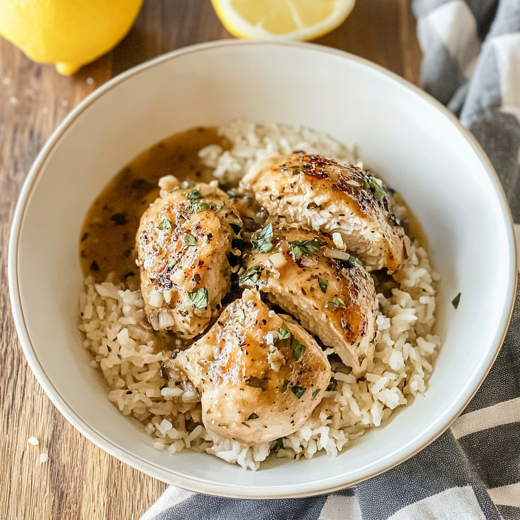Slow Cooker Lemon Herb Chicken and Rice