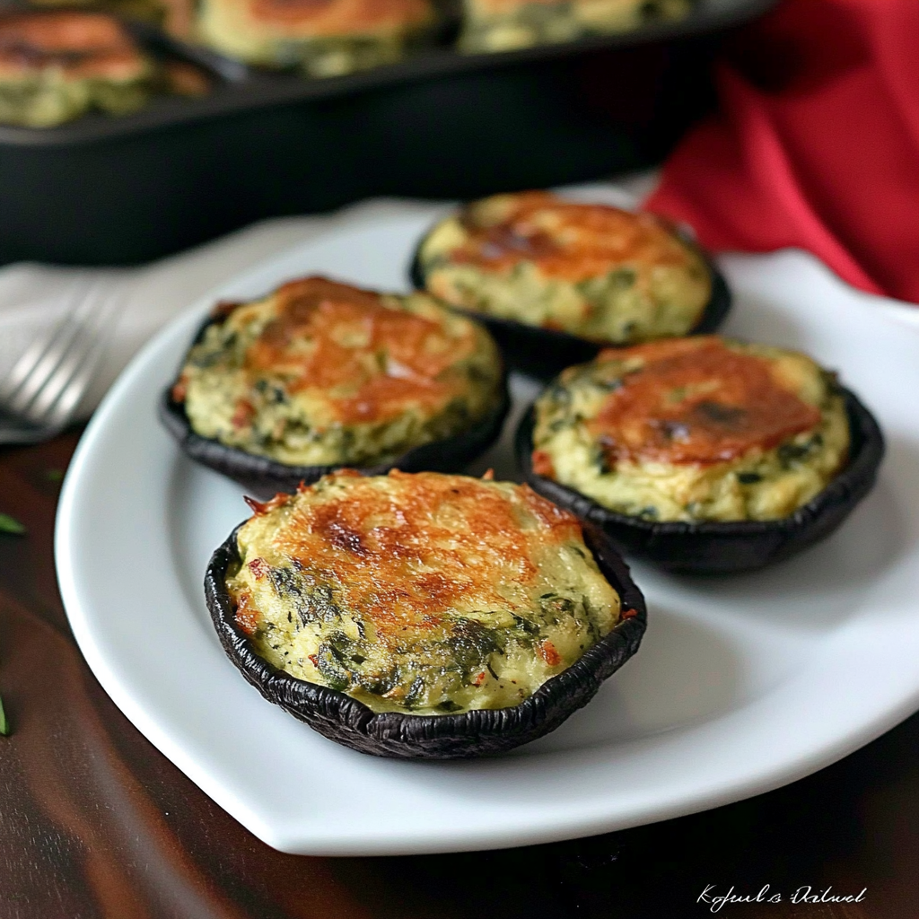 Spinach Artichoke Portabella Quiches – Low Carb and Gluten