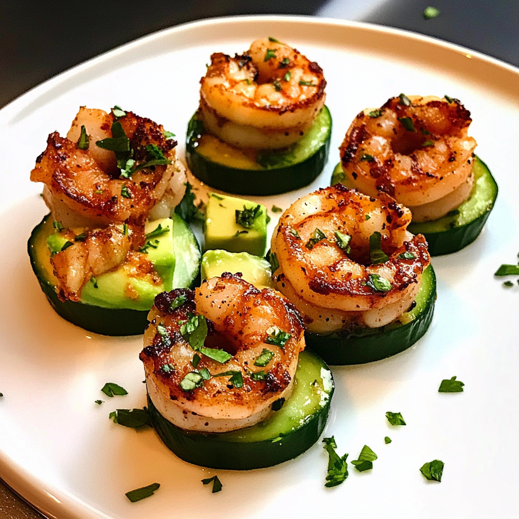 Blackened Shrimp Avocado Cucumber Bites
