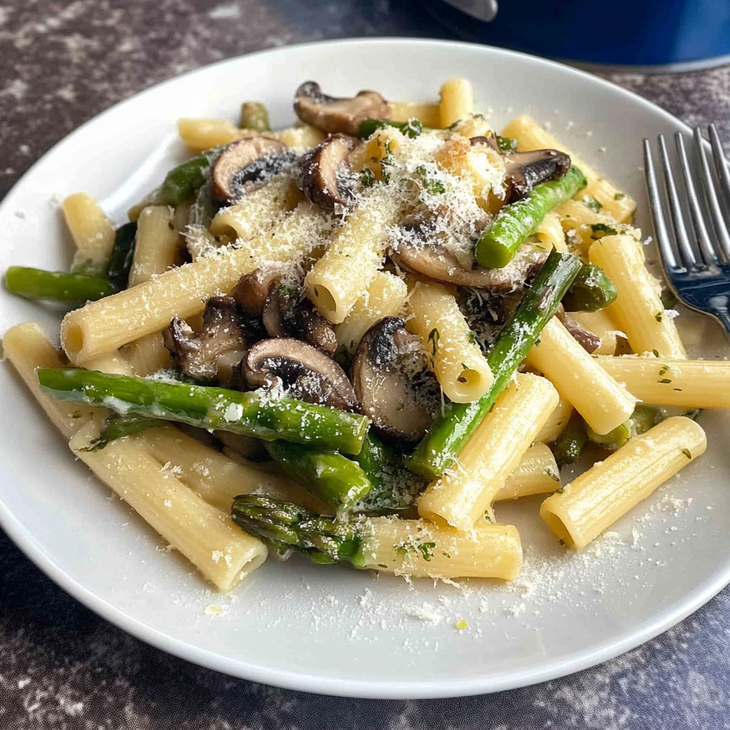 Roasted Asparagus And Mushroom Pasta So