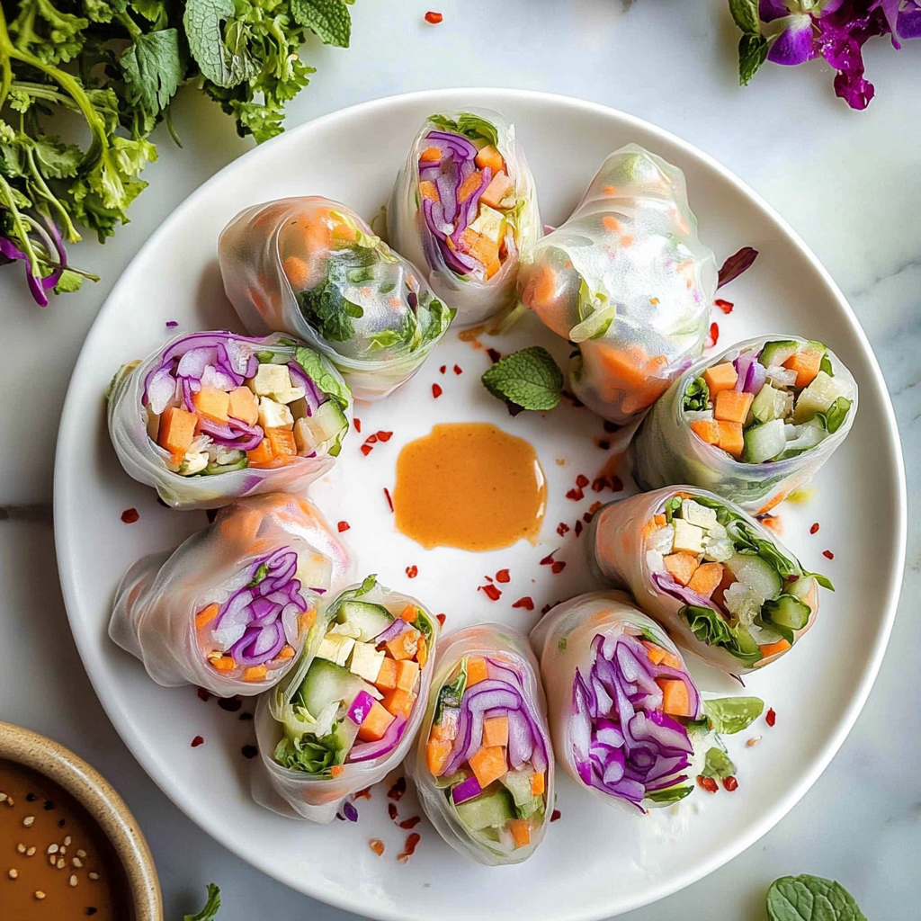 Vegetable Spring Rolls With Peanut Sauce